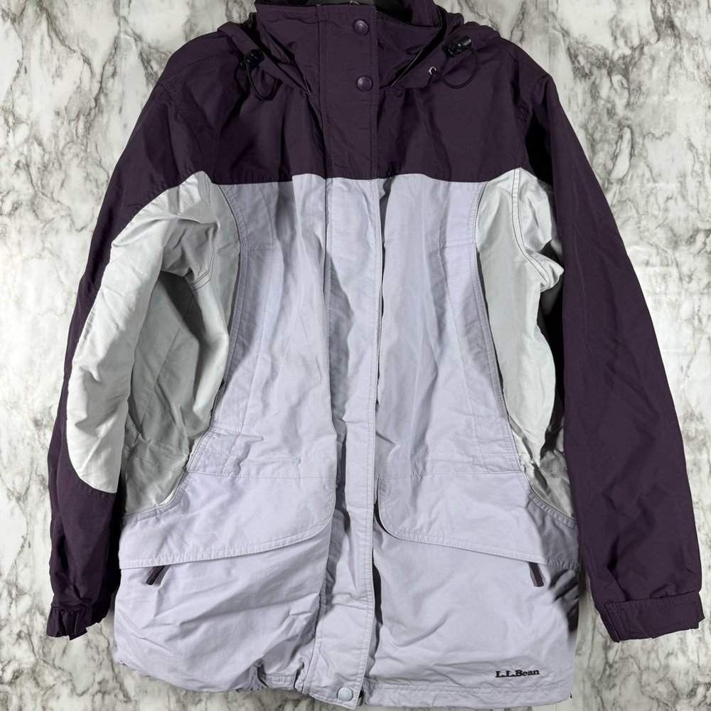 VTG L.L Bean Jacket Women Medium Full Zip Snap Ski Rain Outdoors Nylon Parka